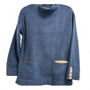 NEW WILD PALMS women's fleece pullover sweater in navy